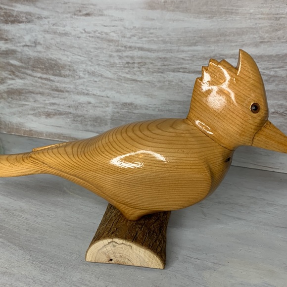 Hand Carved Wood Bird Sculpture - Picture 2 of 3